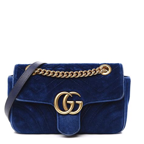 medium gucci metalasse blue velvet|Gucci marmont handbags.